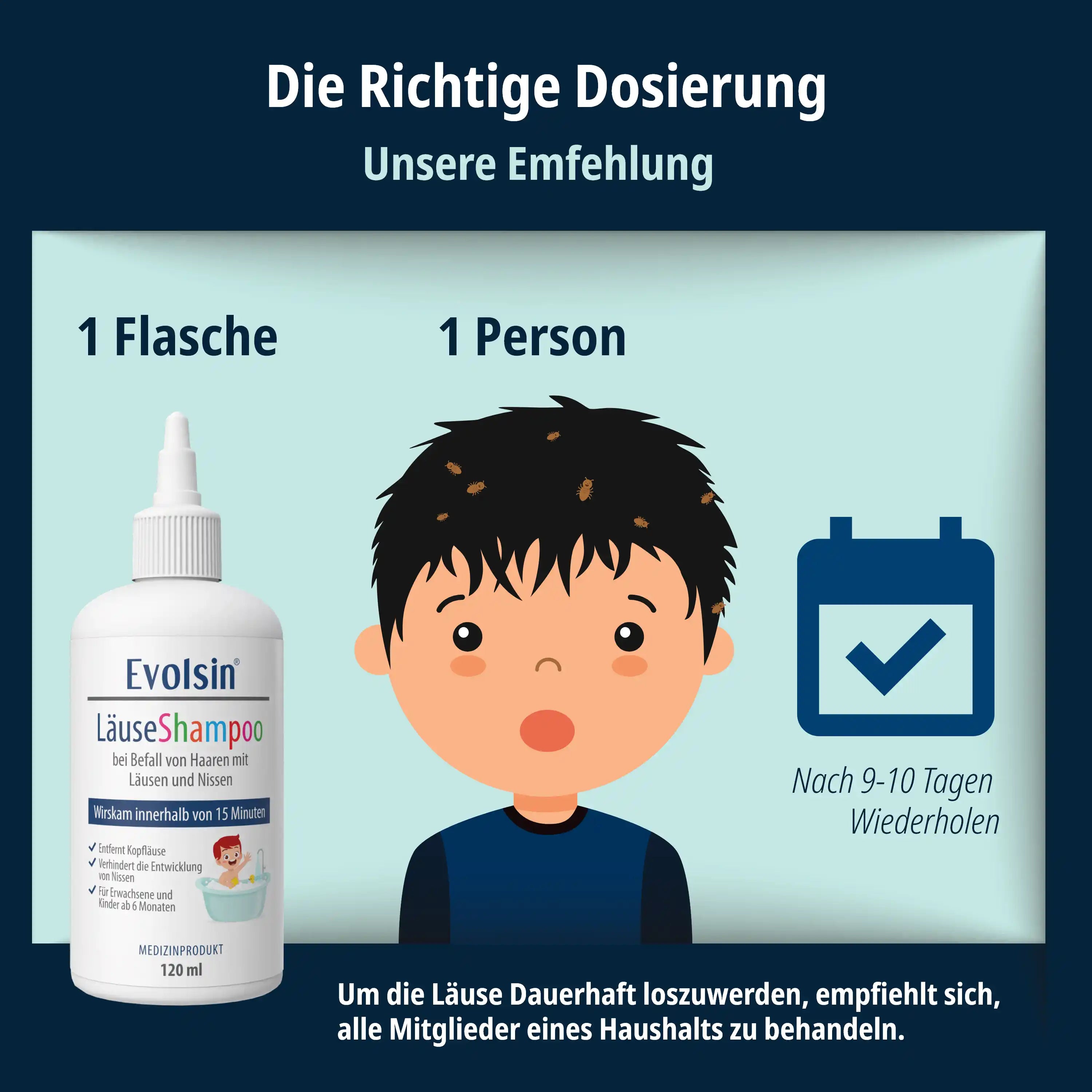 Evolsin Läuseshampoo Doppelpack mit 2 Läusekämmen für Erwachsene & Kinder